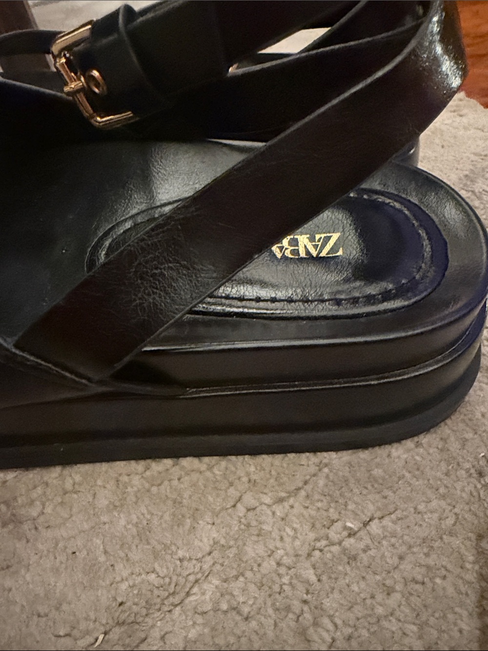 ZARA Black Strap Thong Sandals - Picture 6 of 8